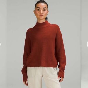 Lululemon Merino Wool-Blend Ribbed Turtleneck Sweater in Cayenne